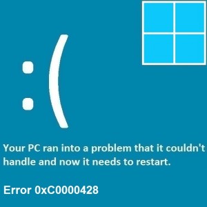 Как исправить ошибку 0xC0000428 в Windows 8