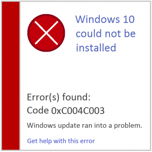Как исправить ошибку обновления Windows 10 0xC004C003?