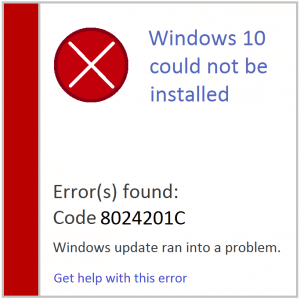 Как исправить ошибку установки Windows 10 8024201C?