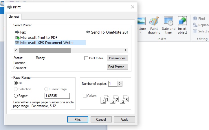 Исправлено: Microsoft XPS Document Writer отсутствует или не работает.