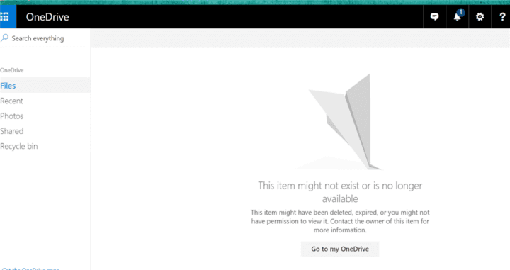 Ошибка «Этот элемент может не существовать или больше не доступен» в OneDrive (FIX)