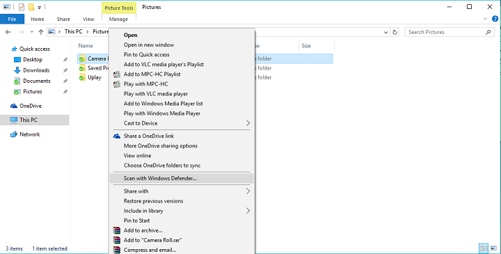 Как удалить сканирование Защитника Windows правой кнопкой мыши в Windows 10