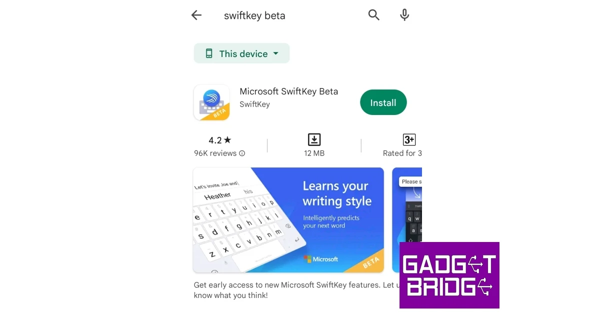 Установите бета-версию Microsoft SwiftKey из магазина Google Play.