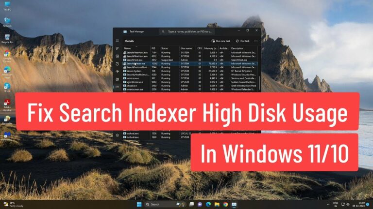 Исправление высокого использования диска индексатором поиска в Windows 11/10